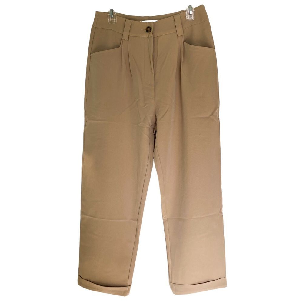 Petal & Pup Beige Tan High Waist Straight Leg Slack Pants Women’s Size 6 Chic
